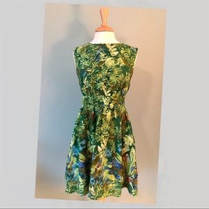 Leaf Print Fit & Flare Dress